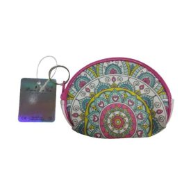   Pink-türkiz mandalamintás mini pénztárca, szütyő - ÚJ  