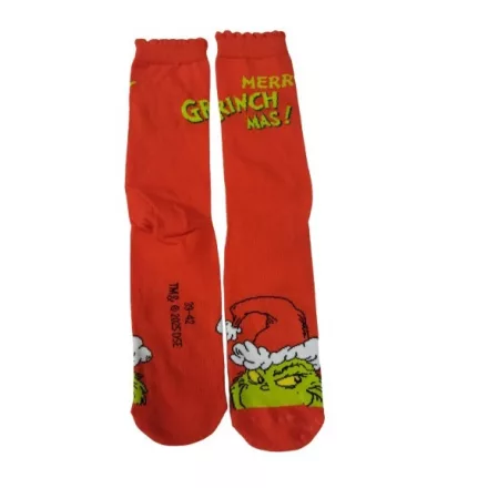 39-42-es piros feliratos karácsonyi zokni - Grincs - The Grinch - ÚJ