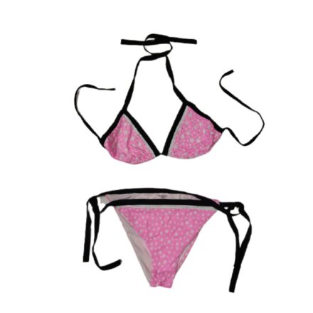 Női S-es megkötős rózsaszín-fekete bikini - Calzedonia - ÚJ
