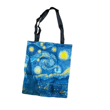 Erős vászon füles bevásárlótáska, szatyor - Van Gogh: Csillagos éj - ÚJ (ba31887)