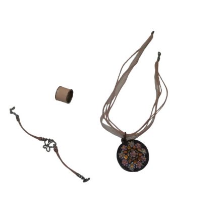 Púderrózsaszín ékszer szett (gyűrű, karkötő és nyaklánc)