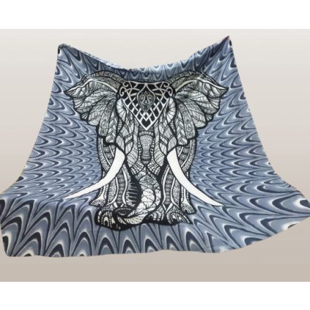 215*235 cm-es szürke-kék-fekete elefántos franciaágyra való dupla ágytakaró - ÚJ