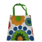 Virágos mintás vászon táska, textil táska, bevásárlótáska zöld füllel 38*37 cm - ÚJ 