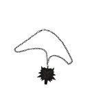 Fekete farkasfej medál piros szemmel, láncon - ÚJ