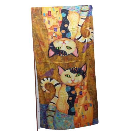 Nagyméretű festményes cicás selyem sál, kendő, stóla - Klimt - ÚJ