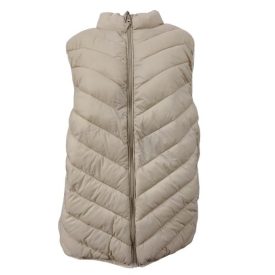   Női 56-os (moletti, nagyméretű) drapp steppelt pufimellény - Janina - ÚJ