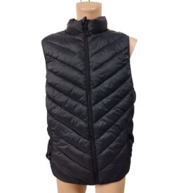   Női 54-es (moletti, nagyméretű, 7XL) fekete steppelt pufimellény - Janina - ÚJ