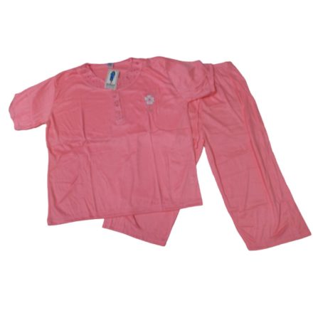 Női 4XL-es rózsaszín virágos pamut pizsama - ÚJ 