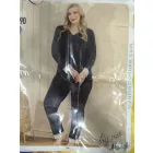 Női L-es szürke csíkos csipkés aljú pizsama - Sexen - ÚJ 