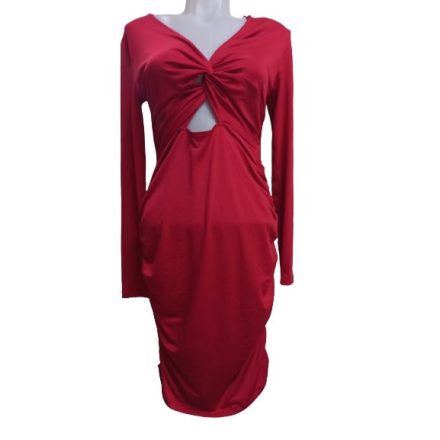 Női 42-es piros rafinált szabású alkalmi ruha - Amisu - ÚJ