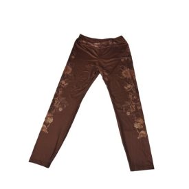 Női XL-es barna virágmintás leggings - ÚJ