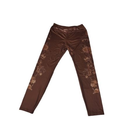 Női XL-es barna virágmintás leggings - ÚJ