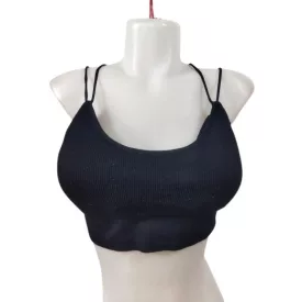 Női L-XL fekete spagettipántos szivacsos melltartó