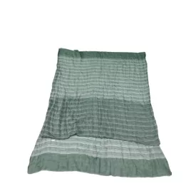 110*160 cm-es zöld-fehér csíkos kendő, sál