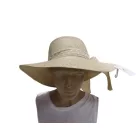 57 cm-es fejre drapp női szalmakalap pöttyös szalaggal - ÚJ