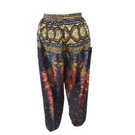 Női fekete-sárga háremnadrág, jóganadrág - ÚJ