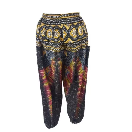 Női fekete-sárga háremnadrág, jóganadrág - ÚJ