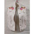 Női M-es halványrózsaszín virágos hímzett farmermellény - Misskoo