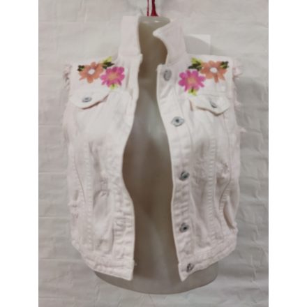 Női M-es halványrózsaszín virágos hímzett farmermellény - Misskoo