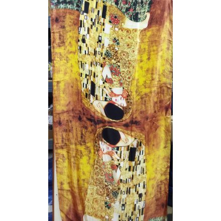 Nagyméretű festményes tiszta selyem sál, kendő, stóla - Gustav Klimt: A csók - ÚJ
