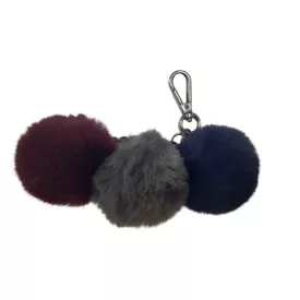 3 db színes szőrmés pompom, táskadísz - ÚJ