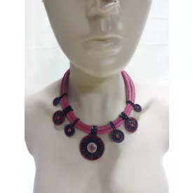 Bordó díszes nyaklánc - ÚJ