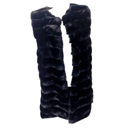 Női L-es fekete szőrmés mellény - Beloved