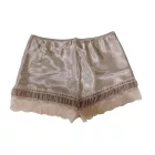 Női S-es ecrü szatén hálónadrág, short, pizsamaalsó