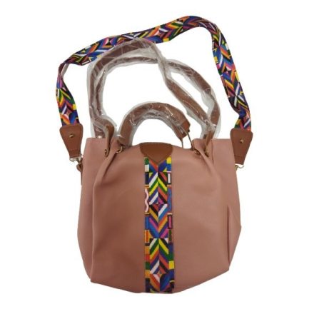 Púderszínű női műbőr válltáska, crossbody, táska, ridikül 2 kiegészítővel - ÚJ