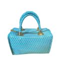 Türkiz bőrönd formájú valódi bőr női táska, ridikül - ÚJ 