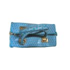 Türkiz bőrönd formájú valódi bőr női táska, ridikül - ÚJ 