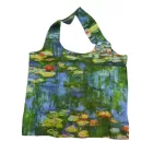 Festményes összehajtható füles bevásárlótáska, szatyor, tavas-virágos - Monet - ÚJ 