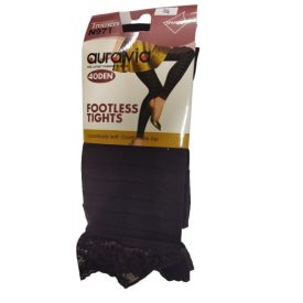   Női 3-4-es méretű barna, magában csíkos, bokánál csipkés lábfej nélküli harisnya, leggings - Aura.Via - ÚJ