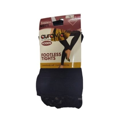 Női 3-4-es méretű fekete, magában csíkos, bokánál csipkés lábfej nélküli harisnya, leggings - Aura.Via - ÚJ