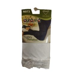   Női 1-2-es méretű fehér, bokánál csipkés lábfej nélküli harisnya, leggings - Aura.Via - ÚJ