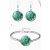 Zöld pávamintás ékszer szett (fülbevaló és karkötő) - ÚJ