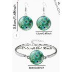 Zöld pávamintás ékszer szett (fülbevaló és karkötő) - ÚJ