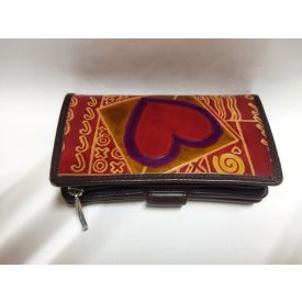   15*11 cm-es bordó-mustársárga valódi bőr pénztárca (kicsit hibás) 