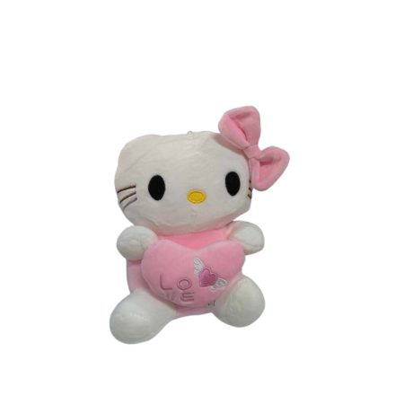 20 cm-es szívecskés plüss figura, rózsaszín - Hello Kitty - ÚJ