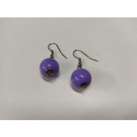 Lila gyöngy beakasztós fülbevaló (műanyag) - ÚJ
