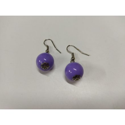 Lila gyöngy beakasztós fülbevaló (műanyag) - ÚJ