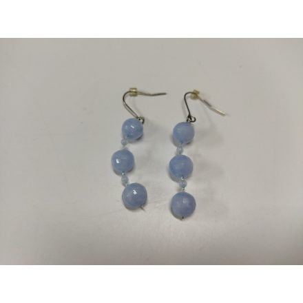 Kék gyöngy beakasztós fülbevaló (műanyag) - ÚJ