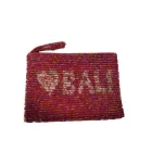 Piros gyöngyös szütyő, pénztárca Bali felirattal