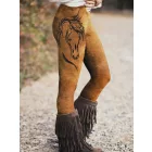 Női XL-es lómintás barna leggings - ÚJ