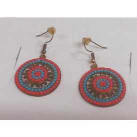 Pink-kék mandalás bizsu fülbevaló - ÚJ