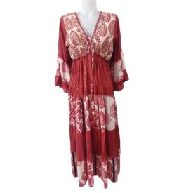   Női L-XL-es bordó-drapp flitteres nepáli ruha - Boho Fashion - ÚJ