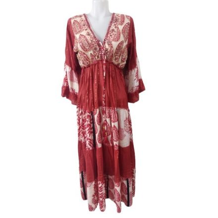Női L-XL-es bordó-drapp flitteres nepáli ruha - Boho Fashion - ÚJ