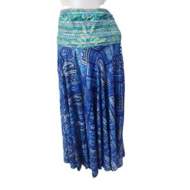   Női M-L-es sötétkék flitteres derekú hastáncos jellegű bőszárú szoknyanadrág, nadrágszoknya - Boho Fashion - ÚJ