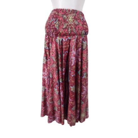 Női M-L-es piros alapon mintás hastáncos jellegű bőszárú szoknyanadrág, nadrágszoknya - Boho Fashion - ÚJ