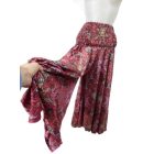 Női M-L-es piros alapon mintás hastáncos jellegű bőszárú szoknyanadrág, nadrágszoknya - Boho Fashion - ÚJ